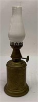 Brass Oil Lamp With Milk Glass Chimney