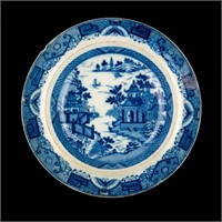 Staffordshire 'Bridgeless' Blue Transferware Plate