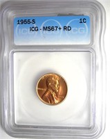 1955-S Cent ICG MS67+ RD LISTS $750