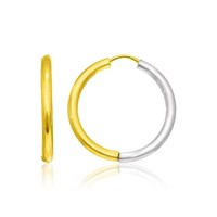 14k Two-tone Gold Hinged Style Hoop Earrings