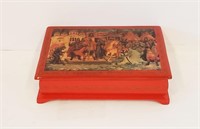 Red Russian Lacquer Box With Certificate
