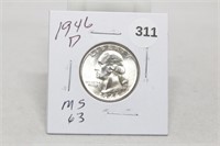 1946-s MS63 Silver Washington Quarter
