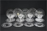 16p Crystal Cross & Olive Dessert Plates & Sorbets