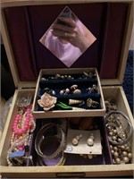 Vintage jewelry box full w/ Sterling bracelet