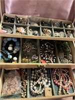 Huge vintage jewelry box full of jewelry