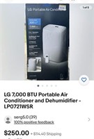 LG 7 000 BTU (DOE) / 10 000 BTU (ASHRAE) Portable
