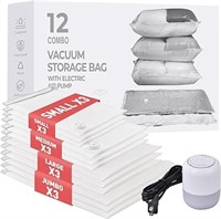 Vacuum Storage Bags with Electric Air Pump, 12 Pac