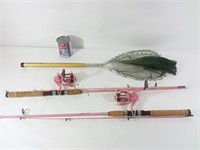 2 cannes à pêche + 1 fillet - Fishing rods + a net