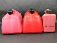 Three Rubbermaid Gasoline Cans 2.5gal & 1gal