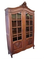 Louis XV style double door oak bookcase with