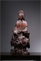 Chinese  Wood Carved Guanyin Statue