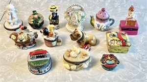 13 porcelain trinket boxes