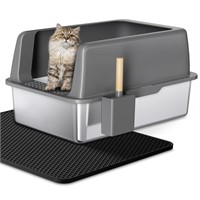 Zarler Stainless Steel Litter Box with Lid,