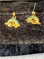 GOLD & BLUE LIZARD EARINGS