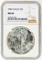 Coin 1987 Silver Eagle - NGC-MS69