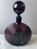 12''  Deep Purple Glass Decanter With Eagle