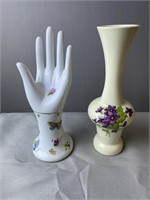Porcelain Ring Hang Figural And Bud Vase
