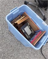 Blue tote full of picture frames