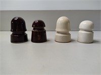 Porcelain Electric Insulators, 4 PC's