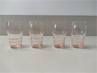 Pink Glass Water Tumblers, 4 PC's