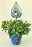 Artificial Plant with Birds and Bird House