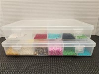 (2) Clear storage cases with assorted crafting