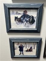 Child on Farm & Child in the Snow Framed Art