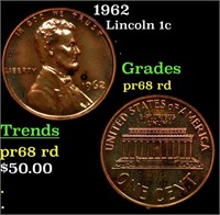 Proof 1962 Lincoln Cent 1c Grades Gem++ Proof Red