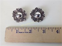 Pair of Mexican Sterling Clip-On Earrings