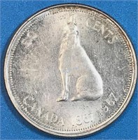 1967 50 Cents Howling Wolf Silver