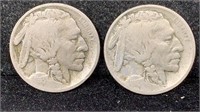 1913 Type 1 & Type 2 Buffalo Nickels (2 coins)