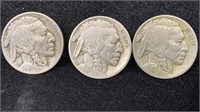 1914, 1916, 1917 - (3) Buffalo Nickels