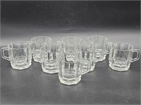 (8) Clear Glass Octagonal Panel Mugs