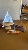 Lot of hand crafted sail boats.