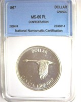 1967 Dollar NNC MS66 PL Confederation
