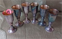 Set Of Six Vintage Silver plate Cordial Cups