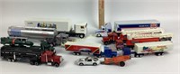 Toy semi’s. STP, Firetruck trailers, Dow brands