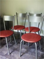 4 chaises de cuisine en métal et siège rembourré