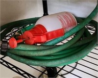 Garden hose, small 1.5liter sprayer, clothesline