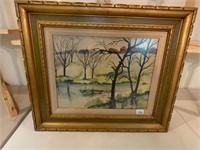 Vintage Frame Watercolor Artist Unknown