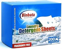 Binbata Laundry Detergent Sheets, 200 Count, Fragr