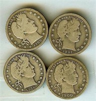 1900 1907 1909 1916 Quarter VG 4 Pc Lot