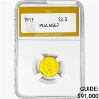 1913 $2.50 Gold Quarter Eagle PGA MS67