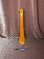 Fluted Orange & Yellow Antique Vase