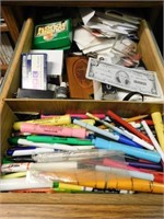 Office supplies - pens - markers - binder clips -