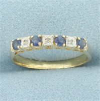 Alternating Sapphire and Diamond Stacking Band Rin