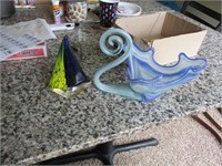 Glass Swan & Sail Boat