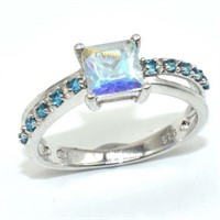 SILVER AZOTIC TOPAZ CZ(3.1CT) RHODIUM PLATED RING