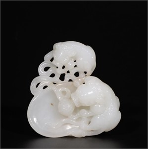 Chinese Hetian Jade Carved Beast