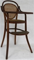 SIGNED THONET BENTWOOD HIGH CHAIR WITH TRAY, CANE